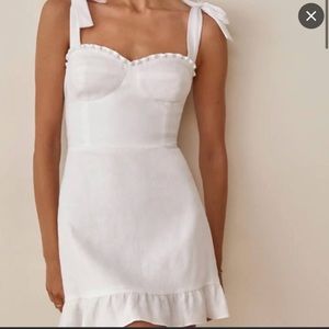 Reformation Desiree Linen Dress (White)